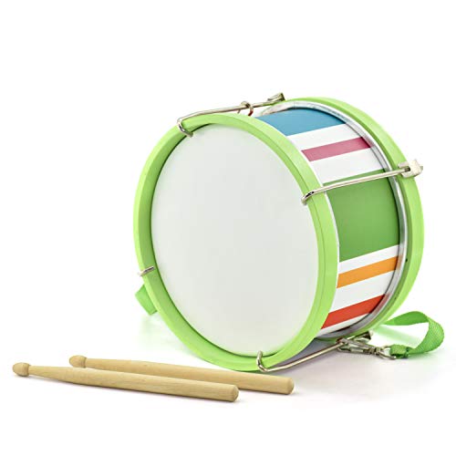 MUSICUBE Kids Drum Set 8-Inch Wooden Drum Toys with an Adjustable Strap and 2 Drumsticks Educational Baby Musical Toys Drum Sensory Musical Instrument Toys for Toddler Boys & Girls Gift Packing