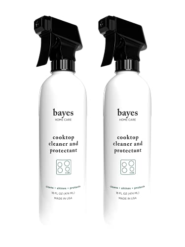 Bayes Cooktop Cleaner and Protectant for Daily Use - Cleans, Shines and Protects Ceramic Glass and Enamel Cooktops - For Fingerprints, Grease, Residue, and Smudges - 16 oz, 2 Pack