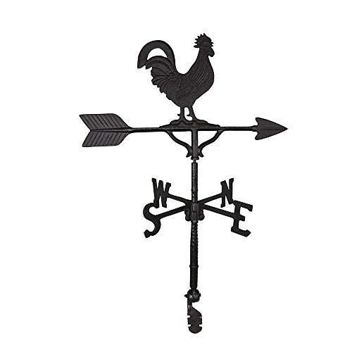 Montague Metal Products 32-Inch Weathervane with Satin Black Rooster Ornament