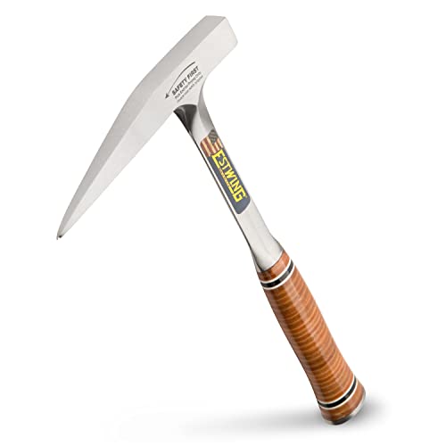 Estwing Rock Pick - 13 oz Geological Hammer with Milled Face & Genuine Leather Grip - E13PM , Brown