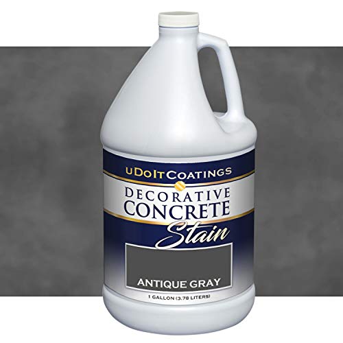 Decorative Concrete Stain. Industrial-Quality. Eco-Friendly and Deep Penetrating. 20 Colors. Samples, How-To Videos. Indoor/Outdoor Use. (1 Gallon, Gray - Antique (medium gray))