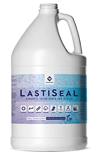 LastiSeal Concrete Stain & Sealer | Waterproofs & Stains in One Step | Water-Based, Acid Free Formula - Safe & Easy Application | Interior or Exterior, Floor and Walls (Charcoal Grey)