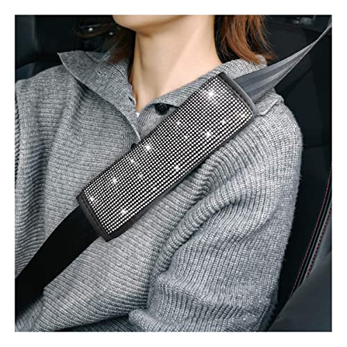 Bling Car Seat Belt Shoulder Pads, 2PCS Rhinestone Crystal Auto Seat Belt Covers, Diamonds Glitter Seatbelt Cushions for Women Girl, Car Decor Accessories for Most Cars, Trucks, SUV (White)