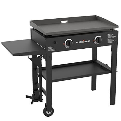 Blackstone Flat Top Gas Grill Griddle 2 Burner Propane Fuelled Rear Grease Management System, 1517, Outdoor Griddle Station for Camping, 28 inch