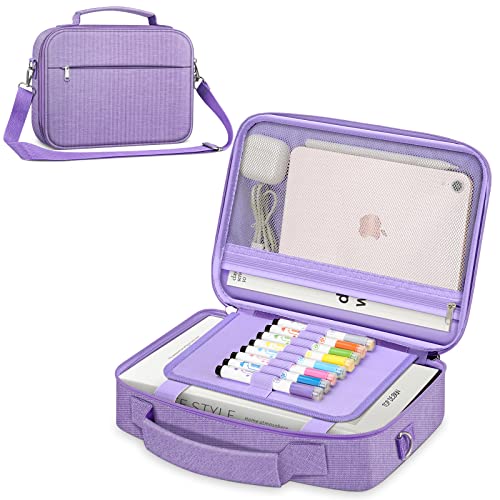 FINPAC Large Bible Cover w/Shoulder Strap, Carrying Book Case Church Bag Bible Protective w/Pen Slots and Zippered Pocket, Perfect Gift for Girls Women, Lilac