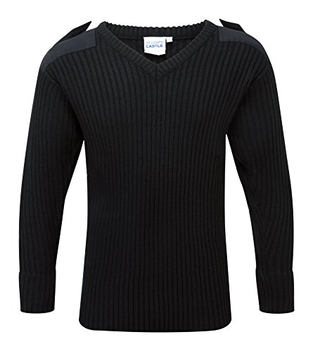 Fort V-Neck Military and Law Enforcement Uniform Sweater (as1, Alpha, s, Regular, Regular, Black)