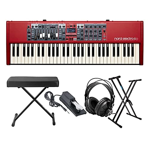 Nord Electro 6D 61 Key Semi-Weighted Action Keyboard Bundle with Knox Keyboard Stand, Bench, Sustain Pedal and Headphones (5 Items)