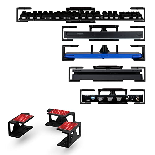 BRAINWAVZ Under Desk Laptop Holder Mount with Adhesive & Screw in, Devices Upto 1.8" Thick Like Laptops, Macbooks, Surface, Keyboard, Routers, Modems, Cable Box, Network Switch & More (Black)