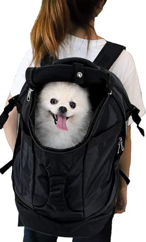 SHCihui Large Pet Backpack| Dog Backpack for Most Dog Sizes | Travel&Hiking Pet Carrier Backpack | with Safety Leash |Large Ventilations|Double-Layer Structure (Black)