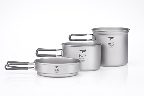 Keith Titanium Ti6014 3-Piece Pot and Pan Cook Set - 2400ml