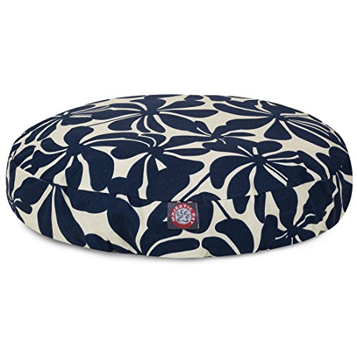 Navy Blue Plantation Large Round Indoor Outdoor Pet Dog Bed With Removable Washable Cover By Majestic Pet Products