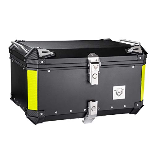 VCOROS 60L Aluminum Motorcycle Top Case Outback Tail Box With Universal Monokey Plate (Black, 60 liter)