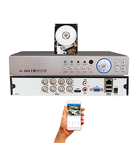 Evertech HD H.264 / H.265 8 Channel Hybrid DVR Security Recorder with 2TB Hard Drive, Compatible with AHD/TVI/CVI/Analog Cameras