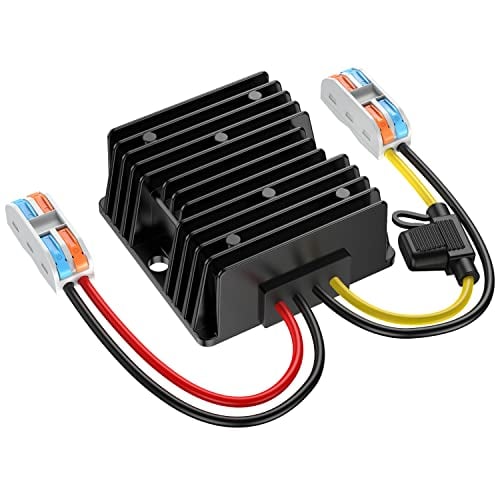 24V to 12V Step Down Converter 30A 360W with Fuse Waterproof and Wire Terminal Block, 20V to 12V Step Down More Safe, Buck Converter 24V to 12V for Cart Truck Vehicle Boat (Accept DC 15-40V Inputs)
