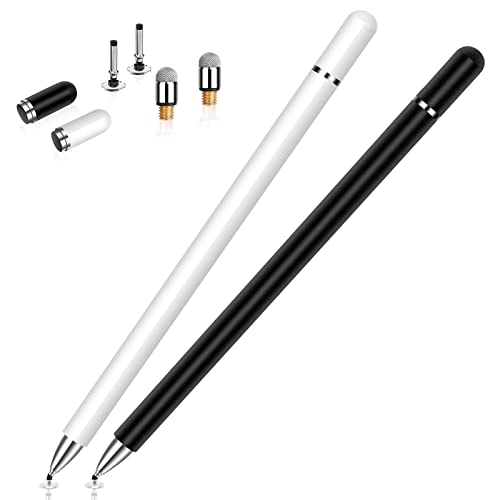 Stylus for iPad (2 Pcs), StylusHome Magnetic Disc Universal Stylus Pens Touch Screens for Apple/iPhone/Ipad pro/Mini/Air/Android/Microsoft/Surface All Capacitive Touch Screens - Black/White