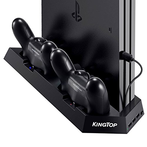 PS4 Universal Controller Charger KINGTOP PS4/PS4 Pro/PS4 Slim Fan Cooler Vertical Stand Dual Charging Station