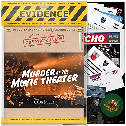 Cryptic Killers Unsolved Murder Mystery Game - Cold Case File Investigation - Detective Clues / Evidence - Solve The Crime - Individuals, Date Nights & Party Groups - Murder at The Movie Theater