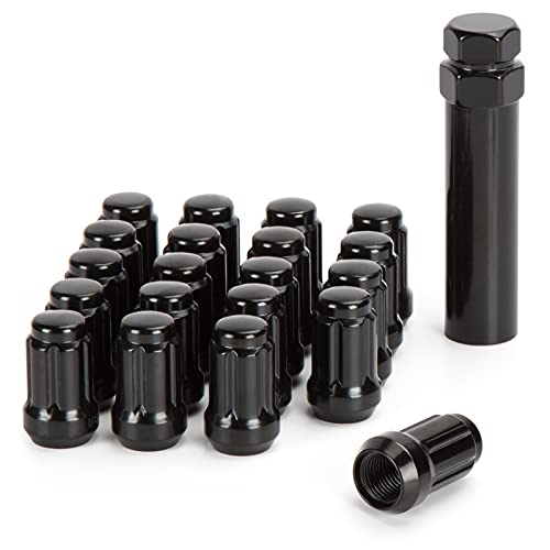 dynofit m12x1.5 Wheel Lug Nuts Black, (20+1)12mmx1.5 Spline Lugnuts Aftermarket Tuner YJ MK RT Accord Civic CRV Odyssey Element HR-V Legend XR-V Courier Escape Escort Fiesta Focus Fusion Sierra