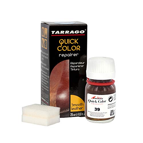 Tarrago Quick Color Dye Leather and Canvas Repair - 25 ml Leather Shoe Dye for Dyeing of Leather Footwear, Bags, Shoes, Jackets, Purses & More - Medium Brown #39