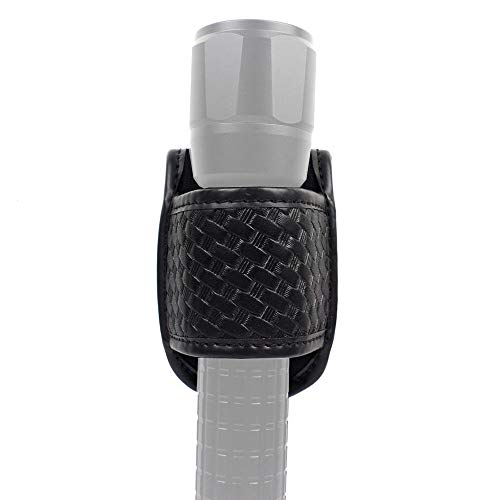 Basketweave Open Top D Cell Compact Light Holder, Duty Belt Accessories-Flashlight Pouch Holster
