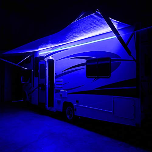 Seagenck RV Led Awning Party Light, Led Awning Strip Light for Camper Motorhome Travel Trailer Concession Stands Food Trucks, Light Up Canopy Area for BBQ Play Cards, 5m(16.4ft), Dc 12v, Blue