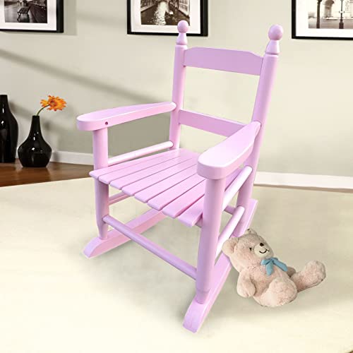 Goujxcy Kids Rocking Chair, Toddler Rocking Chair, Childrens Rocking Chair with Classic Rocker and Hardwood Construction, for Boys, Girls, Nursery, Indoor, Outdoor, Living Rooms, Bedrooms (Pink)