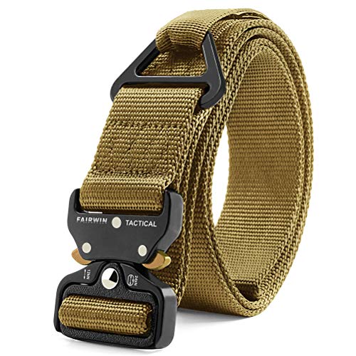 FAIRWIN Tactical Belt, Military Belt Mens Work Belt Heavy Duty Belt Nylon Webbing with V-ring Quick-Release Buckle