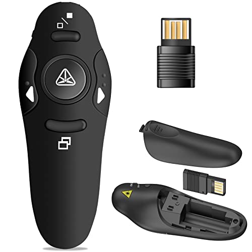 Presentation Clicker Wireless Presenter Remote USB Control Powerpoint PPT Clicker, Laser Pointer RF 2.4GHz Presenter Remote Google Slide Advancer Powerpoint Clicker for Computer/Laptop/Mac/Keynote