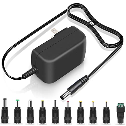 PERFEIDY 30V 1A 0.5A Charger 30.0V 1.0A Power Cord AC Adapter 30W Switching Power Supply DC 30V 1000mA 500mA Adaptor Regulated Transformer with 10 Interchangeable Jacks Plug UL Listed