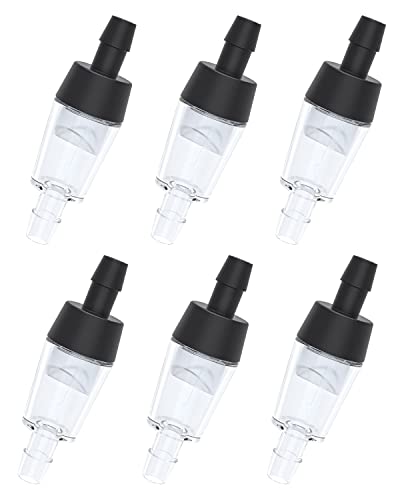 Pawfly Aquarium Check Valves for Common Air Pumps Black Plastic 1-Way Non-Return Valves Pump Protectors for Standard 3/16 Inch Airline Tubing Fish Tank Accessories for Aeration Setup, 6 Pack