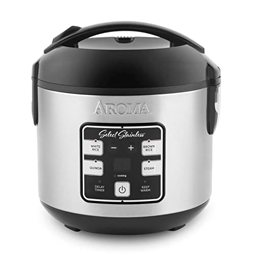 Aroma Housewares Select Stainless Digital Rice & Grain Multicooker, Rice Cooker 4 Cup uncooked, (ARC-914SBDS)