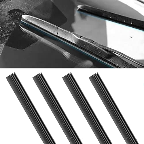 4PCS Windshield Wiper Blade Refills Rubber Strips, DIY Adjustable Car Windscreen Wiper Rubber Strips, Universal Frameless Wipers Refills 6mm for Most Cars Buses Vans Lorries Trucks