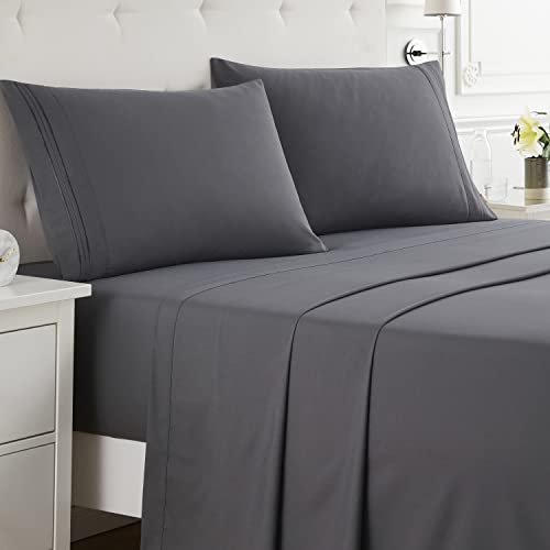 nestl Split King Sheets Sets for Adjustable Bed - 5 Piece Split King Sheet Set, Double Brushed Split King Sheets, Hotel Luxury Grey Sheets, Extra Soft Bedding Sheets & Pillowcases