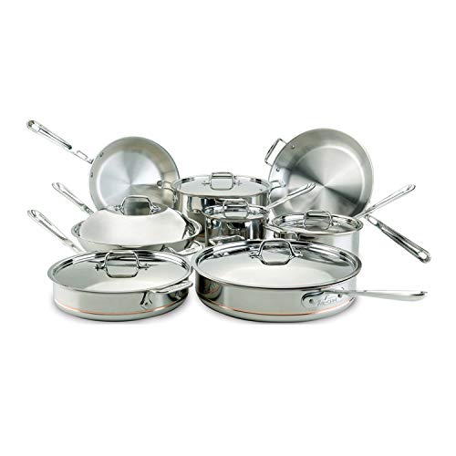 All-Clad Copper Core 5-Ply Stainless Steel Cookware Set 14 Piece Induction Oven Broil Safe 600F Pots and Pans