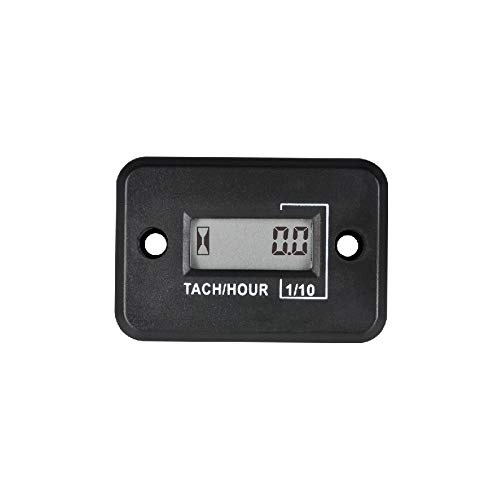 Jayron Tach Hour Meter Digital LCD Inductive Tachometer No Battery Powerful Timing RPM Measuring Waterproof Design,for Gas Engine Lawn Mower Motorcycle Snowmobile Generator(2/4 Stroke) (Black)