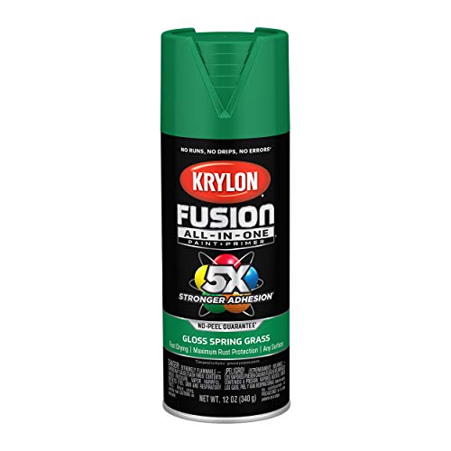 Krylon K02724007 Fusion All-In-One Spray Paint for Indoor/Outdoor Use, Gloss Spring Grass Green, 12 Ounce (Pack of 1)