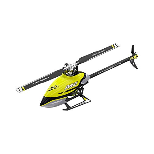 OMPHOBBY M2 V2 RC Helicopter for Adults Dual Brushless Motors Direct-Drive 6CH RC 3D Helicopters Adjustable Flight Controller, All Metal Servo Housing Plane Gifts BNF (No Controller-Yellow)