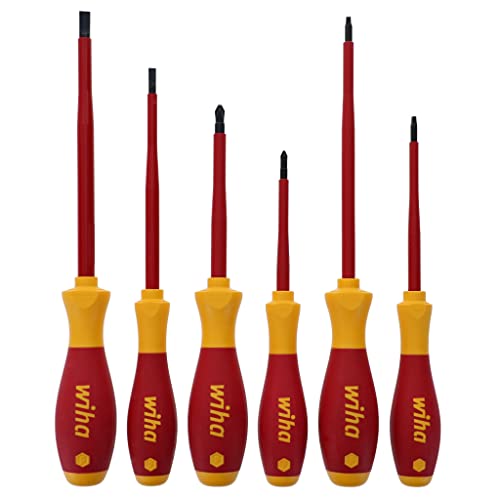 Wiha 35890 Insulated Slotted Phillips and Square Screwdriver Set, 6-Piece