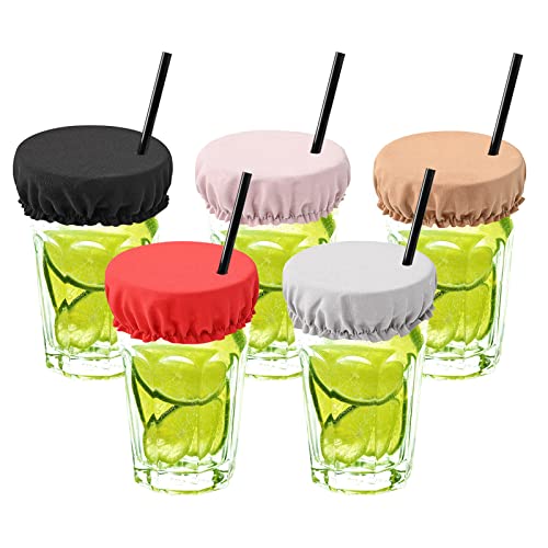 OYANIMO 5 Pcs Drink Covers for Alcohol Protection, Reusable Drink Cup Cap with Straw Hole, Cup Covers Protector for Bar Club Party to Keep Out Unwanted Items