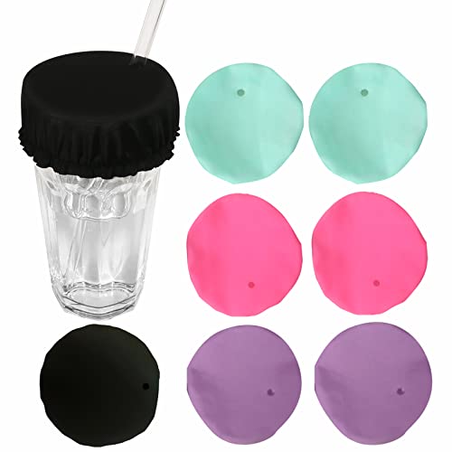 8 Pack Drink Covers for Alcohol Protection, Fabric Cup Cover with Straw Hole for Drink Spiking Prevention at Bar, Mixed 4 Colors, Gift for Daughter College Girls and Women