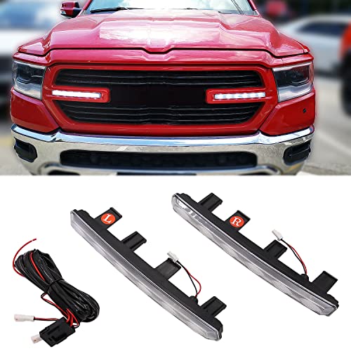 No Drill Front Bumper Grille Grill 6" LED Light Kit Compatible with Dodge Ram 1500 2019 2020 2021 Tradesman/Big Horn/Big Horn Plug-and-Play & Easy-Installtion w/Wiring Harness
