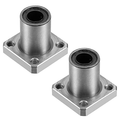 uxcell LMK8UU Square Flange Linear Ball Bearings, 8mm Bore Dia, 15mm OD, 24mm Length(Pack of 2)