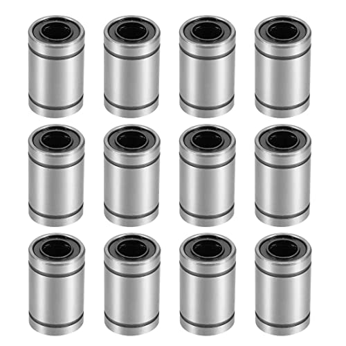 HiPicco Linear Ball Bearings, LM8UU 8mm Linear Motion Bushing Double Side Rubber Sealed Rod Liner Shaft Parts for CNC Machine 3D Printer 12 Pack