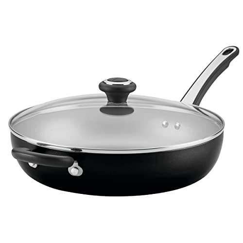 Farberware 21582 Dishwasher Safe High Performance Nonstick Frying Pan with Glass Lid / Nonstick Deep Skillet, 12 Inch, Black