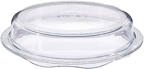Cuchina Safe 2-in-1 Cover n Cook Vented Glass Microwave Plate Cover and Baking Dish; Easy to Grip for Baking and Serving