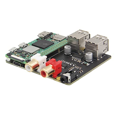 Geekworm Raspberry Pi Zero 2 W HiFi DAC HAT, X302 PCM5122 HiFi DAC Audio Card & 4-Port USB HUB Compatible with Raspberry Pi Zero 2 W / Zero W (Not Include Raspberry Pi)