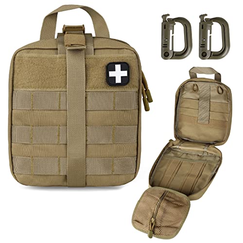 LIVANS Tactical First Aid Pouch, Molle EMT Pouches Rip-Away Military IFAK Medical Bag Outdoor Emergency Survival Kit Quick Release Design Include Red Cross Patch