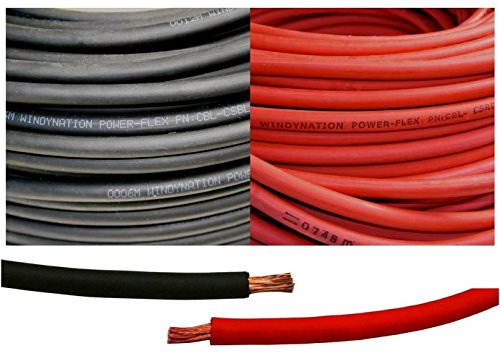 2 Gauge 2 AWG 20 Feet Black + 20 Feet Red Welding Battery Pure Copper Flexible Cable Wire - Car, Inverter, RV, Solar