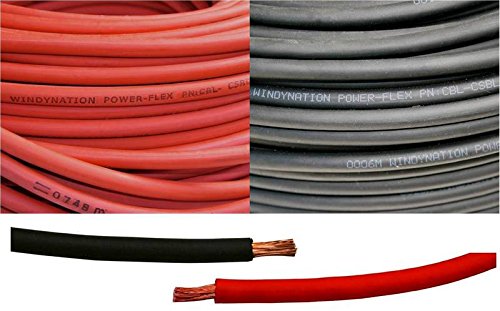 WINDYNATION 2/0 AWG 2/0 Gauge Red and Black Welding Lead & Car Battery Copper Cable Wire - Car, RV, Inverter, Solar, Battery