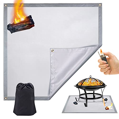 Under Grill Mat, 40 X 40 Inch BBQ Floor Mats, Deck Patio Protector Mat, Indoor Fireplace Mats Fire Pit Mats, Fire Resistant, Water Resistant, Oil Proof, Easy to Clean Reusable Outdoor Grill Mat